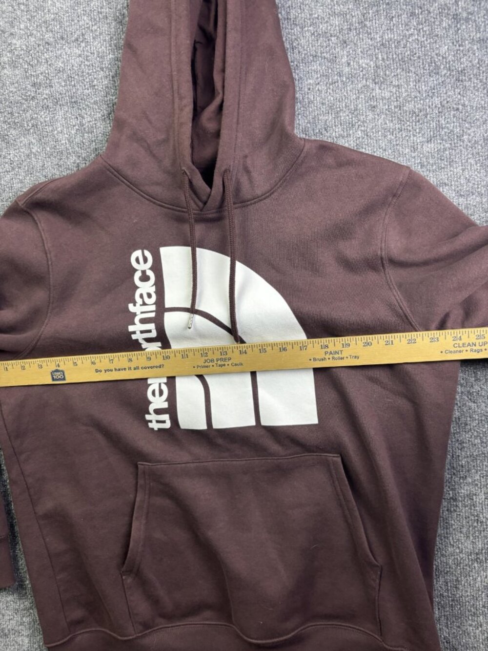 The North Face Hoodie Mens Large Brown Pullover Fleece Sweatshirt Logo Graphic - Picture 5 of 7